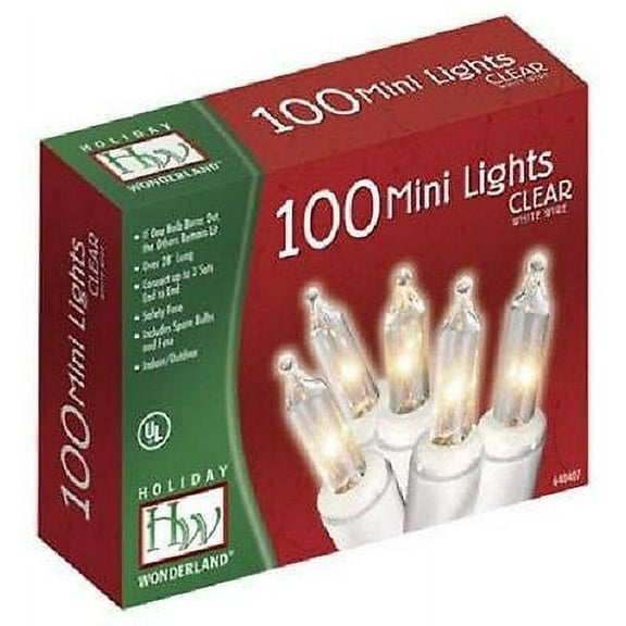Holiday Wonderland 48600-88A 100 Count Clear Christmas Light Sets With White Cord - Quantity of 6