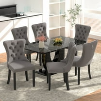 Sumdeal 5/7-Piece Dining Set, Includes a 63-inch Modern Black Faux Marble Dining Table and 4/6 Velvet-Upholstered Chairs, Perfect for Kitchens, Dining Rooms, and Offices