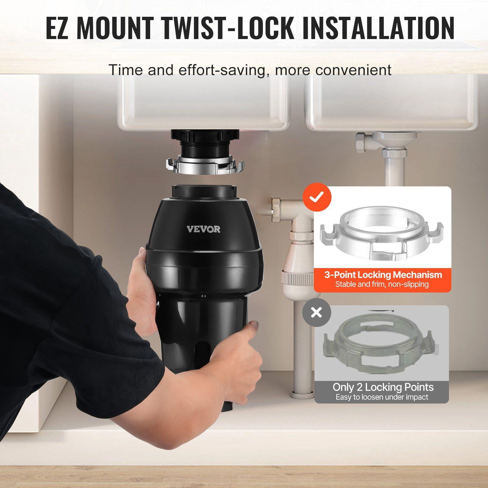 3/4 HP 3250 RPM Continuous Feed Garbage Disposal Food Waste Disposer with EZ Connect Grinding System Sound Reduction Power Cord and Splash Guard