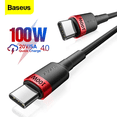 thumbnail image 2 of Cable USB C a USB tipo C Baseus de 100 W, carga rápida PD, 5 A, 2 m, para MacBook, Samsung, Xiaomi POCO, 2 of 5
