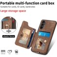 thumbnail image 3 of Phone Case for Samsung Galaxy A54 5G Wallet Cover with Tempered Glass Screen Protector and Wrist Strap Lanyard RFID Credit Card Holder Ring Stand Cell Accessories A 54 54A SM A546U 2023 Women Brown, 3 of 7
