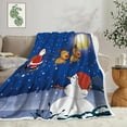 thumbnail image 2 of Blue Christmas Blanket, Santa Claus Reindeer Pine Tree Snowman Blanket and Throws,Soft Flannel Fleece for Bedroom, Living Room Outdoor Blankets, 60X90IN, 2 of 5