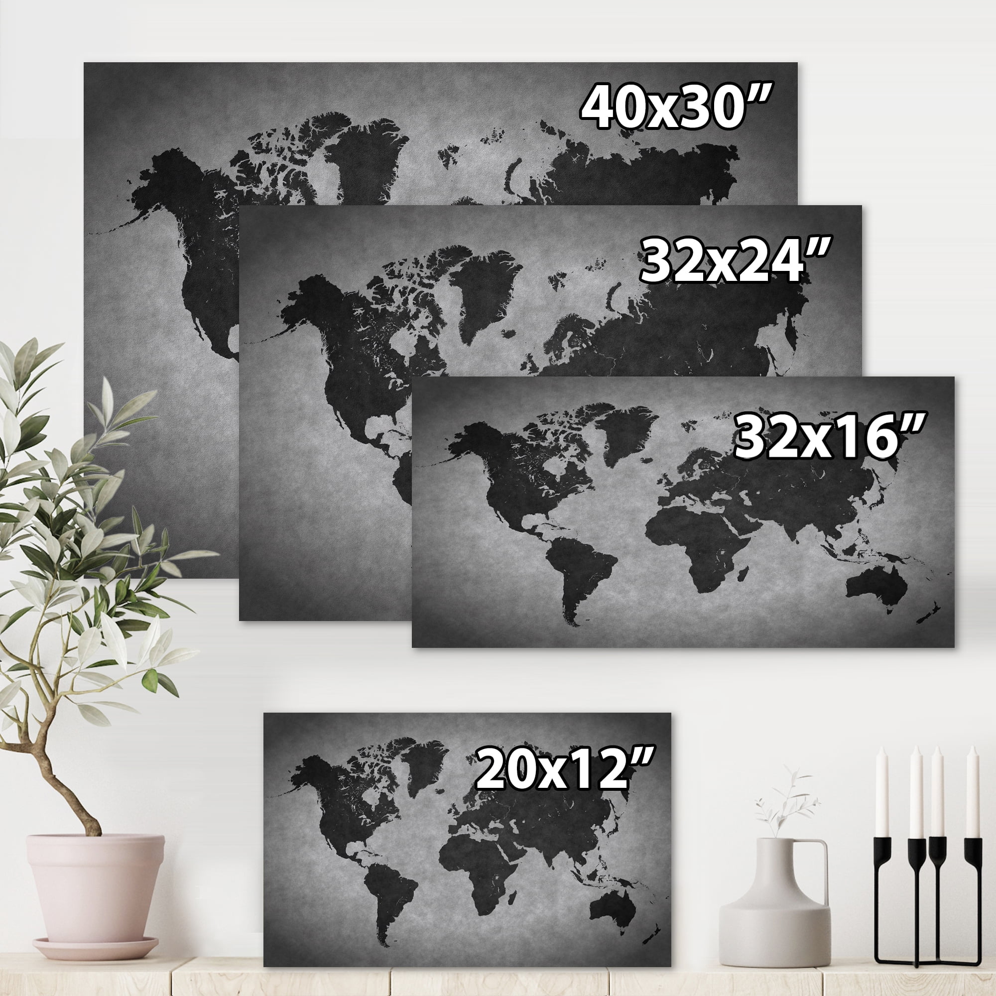 Ancient World Map IX 8 in x 12 in Painting Canvas Art Print, by Designart