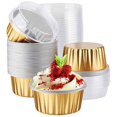 thumbnail image 4 of Tazas de Postre con Tapas, Paquete de 150 Soportes para Tazas para Hornear de Papel de Aluminio Dorado, Tazas de Pudín Transparentes para Hornear Cupcakes, 4 of 8