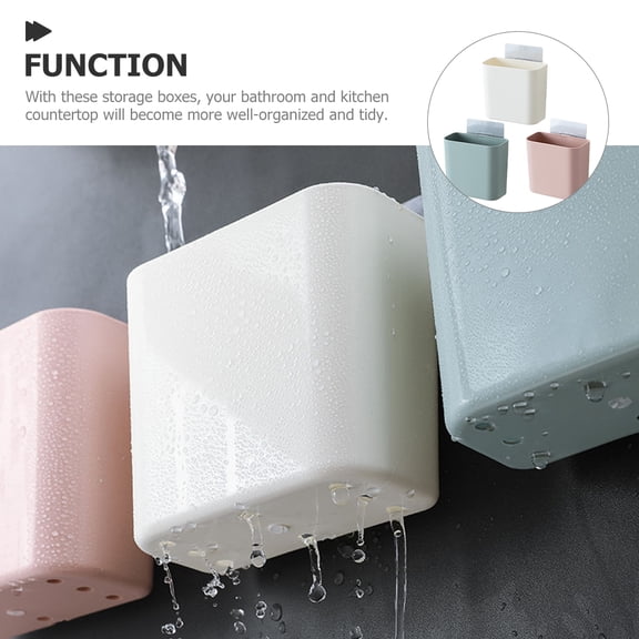 Milisten Adhesive Wall Organizer Storage Organizer Box Blue 3Pcs Self Draining