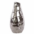thumbnail image 2 of Large Ceramic Tall Vase With Embossed Spiral Design Chrome Silver, 2 of 2