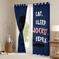 thumbnail image 3 of Homewish Modern Sports Player Black Out Curtains, Eat Sleep Hockey Repeat Curtains Pack of 2 (42x63 Each), Ice Hockey Athlete Bedroom Curtains, Black Out Curtains Decor, 3 of 6