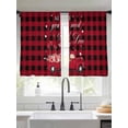 thumbnail image 3 of Semi Sheer Window Curtains 45 Inches Long, Valentine's Day Rod Pocket Voile Silky Chiffon Curtain Treatment Drapes for Kitchen, Living Room, Black Red Plaid Love Heart Roses Truck 52"x45", 2 Panels, 3 of 9