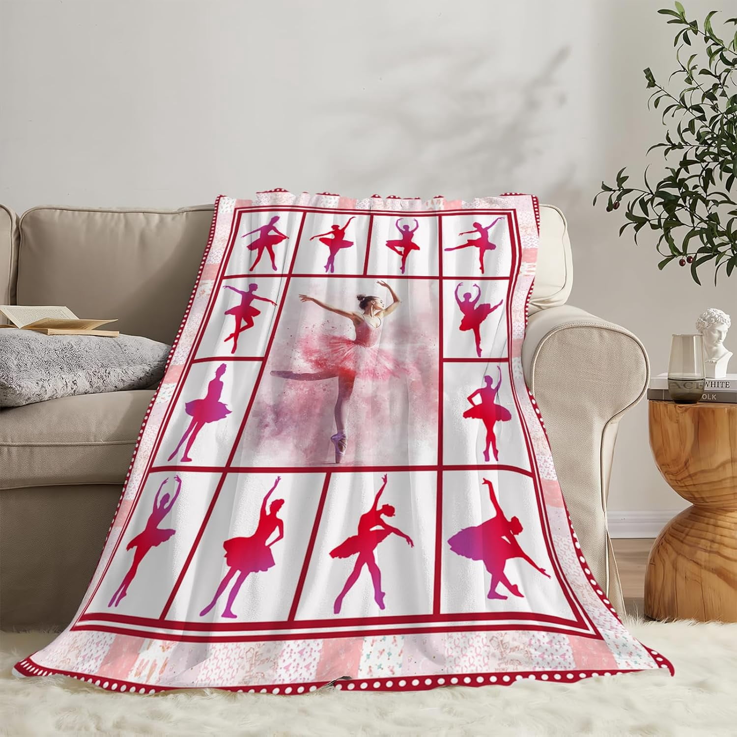 Dance Blanket Soft Warm Ballet Throw Blanket Dancer Gifts for Girls Women Cozy Plush Dance Team Stuff Lightweight Fleece Flannel Gifts Blankets for Kids Adults 60"X50"