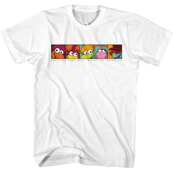 Fraggle Rock Dance Cares Away White Adult T-Shirt