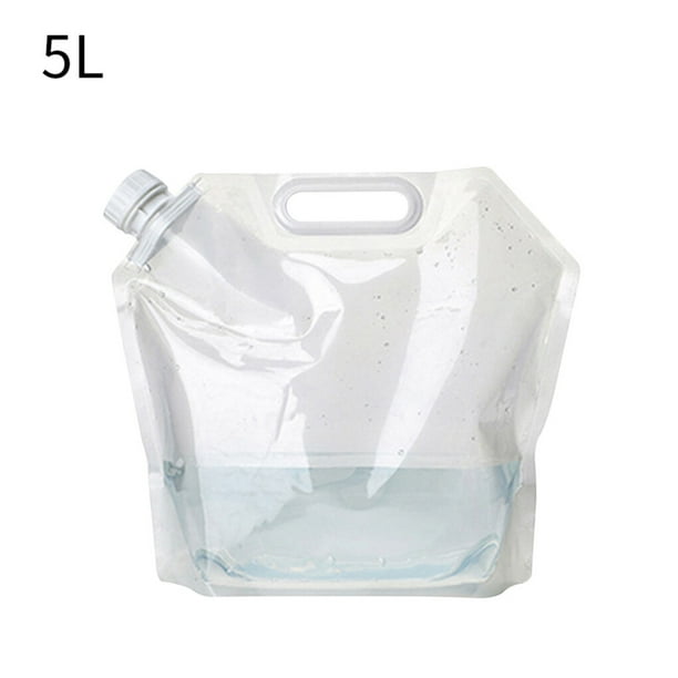 Naiovety Bolsa de agua plegable, jarra de almacenamiento portátil, botella de agua de buen sellado con asa incrustada, contenedor de agua de Kits de desorden para acampar 5L