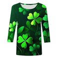 thumbnail image 5 of hotojiny Plus Size St. Patrick's Day Tops for Women Fashion Spring Cute 3/4 Sleeve Shirts Lounge Loose Crewneck Blouse, 5 of 5
