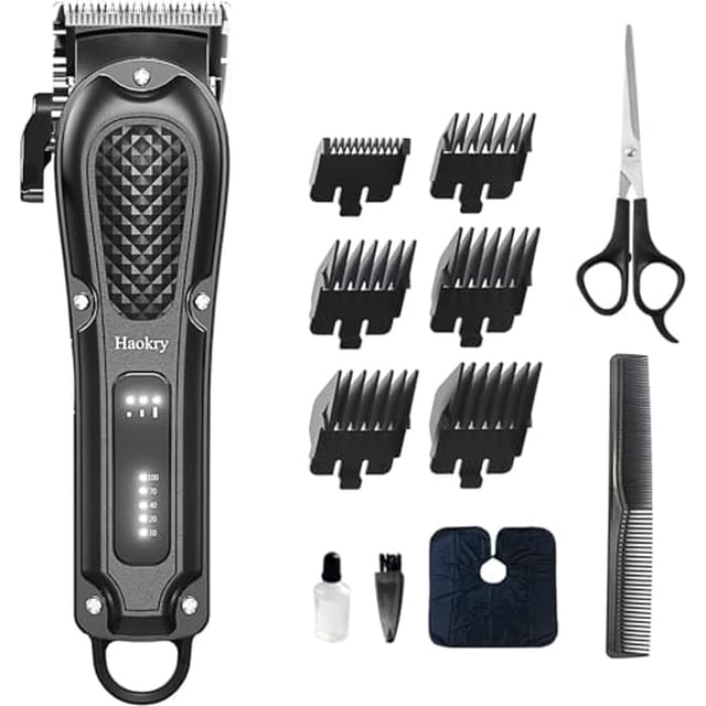 Haokry Cortapelos para hombres profesionales - Cortapelos de peluquero inalámbricos y con cable para cortar y arreglar el cabello Recortador de barba recargable