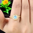 thumbnail image 6 of SHREENATHJEWELRY 5MM / 1.5 Ct Vintage Moonstone Ring- Moissanite Halo Proposal Ring Alternative Fine Women Jewelry Birthday Gift For Wife, 6 of 8