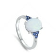 thumbnail image 4 of White Simulated Opal Blue Simulated Sapphire Ring .925 Sterling Silver Band CZ Female Size 10, 4 of 4