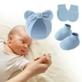 thumbnail image 2 of lixuesong 3 in 1 Newborns Hat Mittens Foot Covers Set Soft & Breathable Cotton Anti Scratches Gloves for 0 to 6 Months Baby, 2 of 3