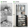thumbnail image 5 of Brochao 5 Tiers Shoe Rack with Coat Rack, Shoe Organizer Storage with Hooks, Freestanding Shoe Shelf for Entryway, Hallway, Office, Black, 5 of 7