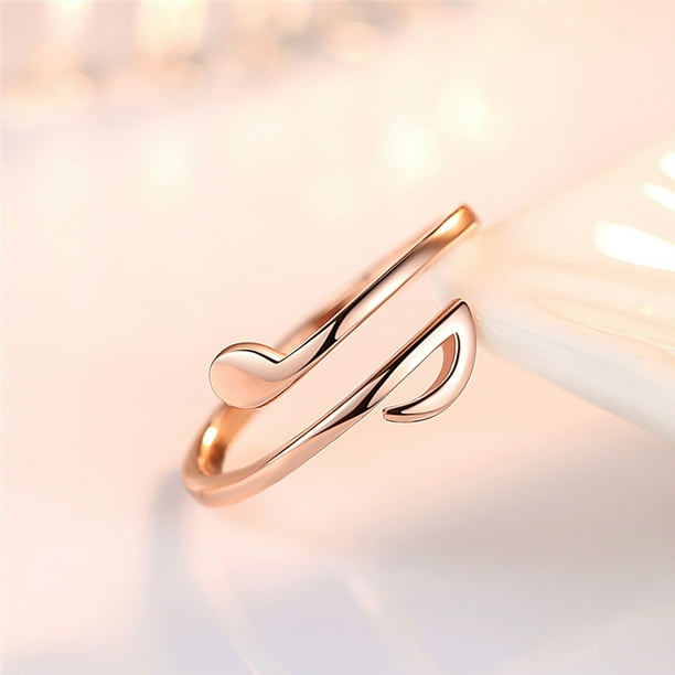 Anillos para mujer, regalos para mujer, anillos abiertos musicales, anillos con notas brillantes para mujeres o niñas, anillo para amantes.