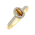 thumbnail image 4 of RYLOS Rings for Women 14K Gold Plated Silver Halo of  Diamond Birthstone Ring 6X4MM Gemstone November Tiger Eye Jewelry Size 5, 4 of 8