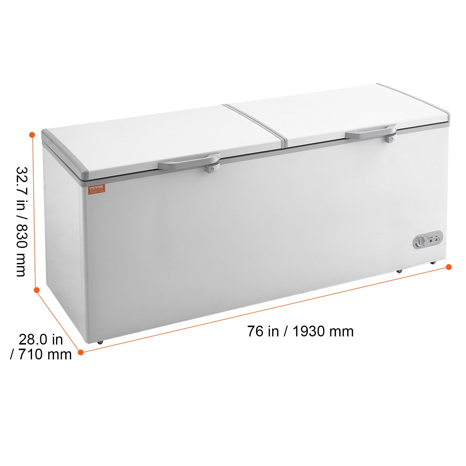 VEVOR Chest Freezer, 19.8 Cu.ft / 561 L Large Deep Freezer with Split Top Double Locking Lids,Freestanding Commercial Chest Freezer & 4 Removable Baskets,7-Level Adjustable Temp,LED Light,6 Wheels