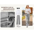thumbnail image 5 of TEMOFON Sweatpants for Women Wide Leg Pants Fall Sweatpants with Pockets Elastic Waistband Comfy Pants Women Winter Lounge Pants Light Grey L, 5 of 11