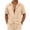 Khaki, variant on Mens Shirts Summer Short Sleeve Button Up Shirt Men Business Casual Deep V-Neck Beach Wedding Shirt Black XL