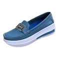thumbnail image 4 of Rokment Platform Chunky Slip on Loafers Walking Shoes for Women 2026 Spring Fall Vintage Casual Color Block Leather Height Increasing Nursing Non Slip Work Fashion Sneakers Light Blue Size 6.5, 4 of 5