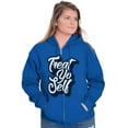 thumbnail image 4 of Treat Yo Self Funny Parks Rec Quote Women Plus Size Zipper Hoodie Brisco Brands 2X, 4 of 5