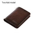 thumbnail image 4 of Genuine Leather Men Wallet Small ID Credit Card Holder Trifold Pocket Retro Bifold Short Multi-Function Purse Money Coffee Two-folding, 4 of 9