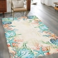 thumbnail image 2 of Area Rug for Living Room, Beige Coastal Non-Slip Indoor Large Carpet for Bedroom/Dining Room, Summer Nautical Beach Coral Starfish Washable Low-Profile Rectangle Floor Mat Runner Rugs - 2.7 x 5 Ft, 2 of 8