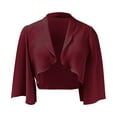 thumbnail image 4 of felwors Women Shrug Soft Chiffon Open Front Sheer Sleeve Bolero Cardigan for Evening Dress Red, One Size, 4 of 5
