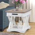 thumbnail image 3 of Bowery Hill Poplar Solid Wood End Table in White and Natural, 3 of 3