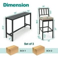 thumbnail image 3 of Costway Ensemble de 3 Pcs pour l'Extérieur, Table de Bar en Métal et Chaises, Ensemble de Salle à Manger de Patio avec Coussin, 3 of 7