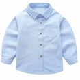 thumbnail image 4 of hoksml Boys Long Sleeve Solid Button Down Shirt Cotton Blend Casual Collared Top for School and Everyday Wear, 4 of 7
