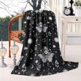 thumbnail image 2 of Black White Gothic Butterfly Sun Moon Flower Pattern Blanket,Comfortable Soft Lamb Wool Throw Blanket,All Season,Warm Lightweight Blankets for Sofa Bed Couch Living Room Chair,60"x80", 2 of 4