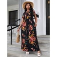 thumbnail image 1 of CALIPESSA Plus Size Summer Maxi Dress For Women Black Loose Casual Floral Print Boho Round Neck High Waist Dresses with Pockets, 0XL-4XL, 1 of 5