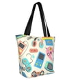 thumbnail image 2 of Gaeub Playing Video Games Printed Tote Bag Grocery Bag Reusable Shoulder Bag with Zip for School Kitchen Park DIY, 2 of 9