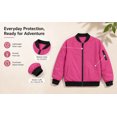 thumbnail image 2 of Lutiedan Girls Bomber Jacket Zip Up Waterproof Lightweight Windbreaker Jacket Casual Baggy Windproof Jacket with Pcoket Size 5-16, 2 of 7