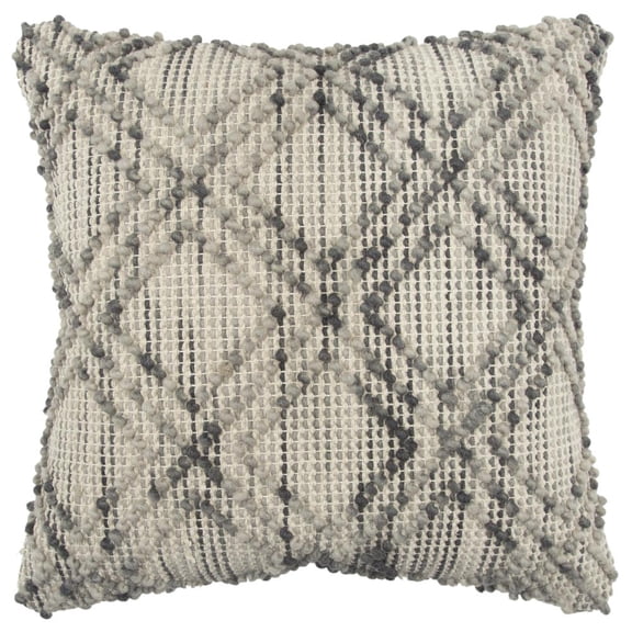 Rizzy Home Geometric 20" x 20" Poly Filled Pillow with Wool Cover-Natural/Gray