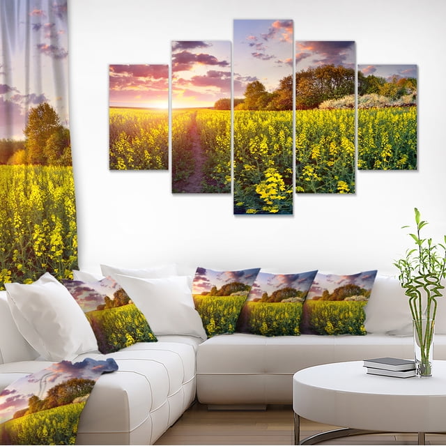 Fantastic Yellow Field at Sunset - Large Landscape Canvas Art Print
