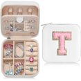 thumbnail image 1 of LAICAIW Travel Jewelry Case, Jewelry Organizer Box Small Jewelry Travel Case Jewelry Boxes for Women Travel Mini Jewelry Case Travel Jewelry Case Small Jewelry Case Initial T, 1 of 7