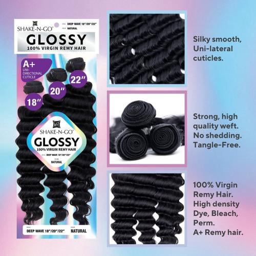 Shake N Go Glossy 100% Virgin Remy Hair Weave - DEEP WAVE