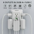 thumbnail image 7 of Multi Plug Wall Outlet adapter - 6 AC sockets and 3 USB ports (1 USB C), 3-side Surge Protector Outlets, White, 7 of 7