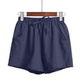 thumbnail image 4 of JINMGG 2024 Summer Plus Womens Shorts Clearance,Women's Shorts High Waist Linen Loose Casual Thin Wide Leg Linen Shorts Dark Blue S, 4 of 6