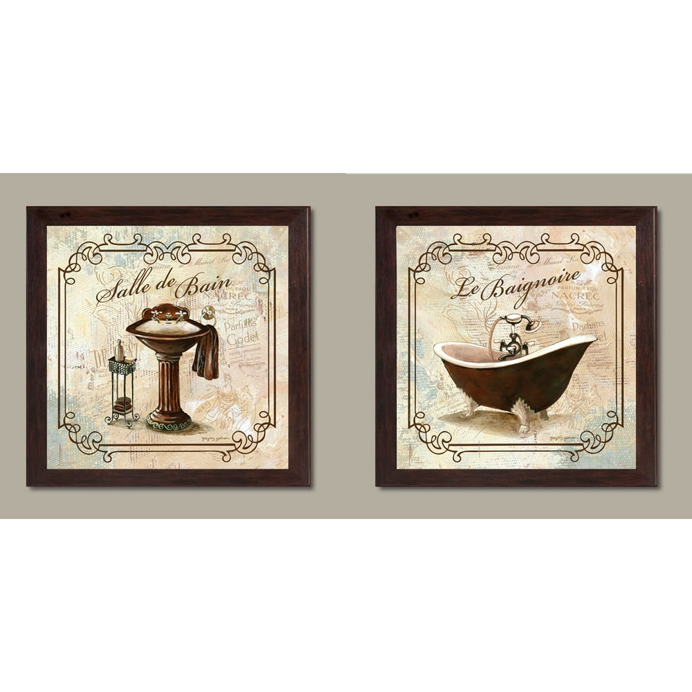Gango Home Decor Elegant French Bathroom Wall Art; Two OffWhite