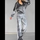 thumbnail image 4 of Chándal de 2 Piezas con Capucha y Cremallera para Mujer, de Larga, Ajustado, con Pantalones Largos, Color Liso, Informal. Gris XXXL, 4 of 6