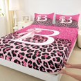 thumbnail image 4 of Manfei Sweet Cheetah Print Queen Sheets,Cute Letter B Print Queen Sheet Sets,Pink,4pcs, 4 of 6