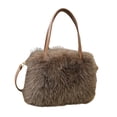 thumbnail image 1 of Bolso de mano de felpa para mujer, bolso bandolera suave y portátil para ir al trabajo o de vacaciones. Caqui, 1 of 9