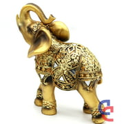 Golden Color Feng Shui Collectible Lucky Elephant Trunk Facing Upwards for Good Luck Wealth Lucky Figurine, Perfect for Home Decor, Office Decoration