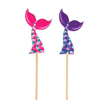 mermaid cupcake toppers tail birthday ct supplies walmart
